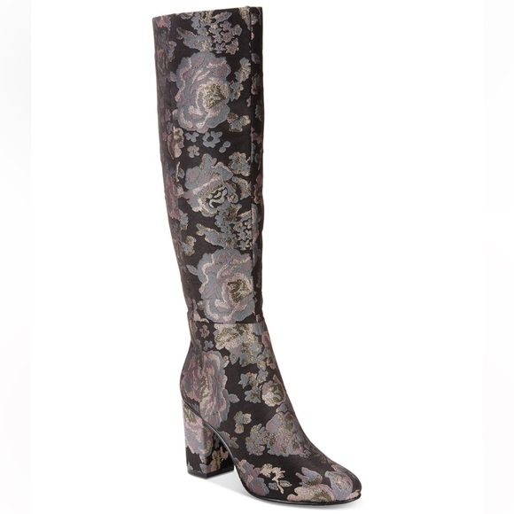 NWT Reaction Kenneth Cole Womens Time To Step Black Multi Floral Print Boots 7M - Picture 1 of 9